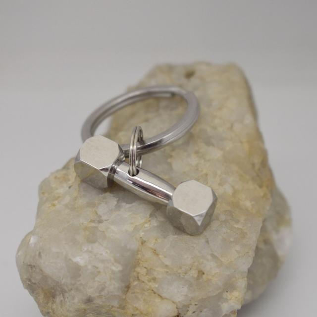 Hand weight barbell stainless steel keychain.jpg